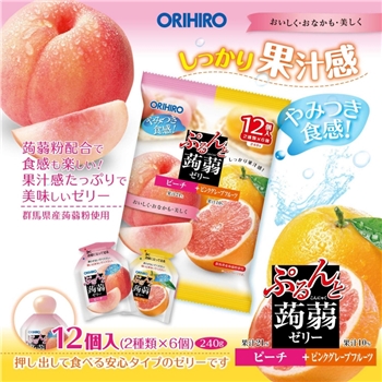 orihiro蒟蒻啫喱蜜桃6个 西柚味6个/12个入